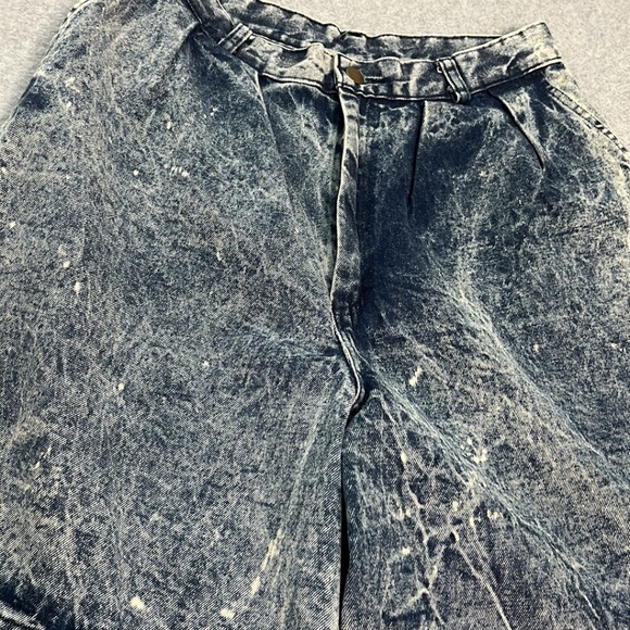 Y2K Vintage High Waisted Denim Shorts Womens Medium Skater Wide Coastal Acid - Picture 8 of 9
